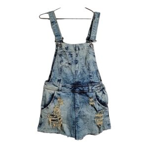Distressed Acid Wash Cutoff Shortalls Overall 27 M. Officer Brand Summer Comfort